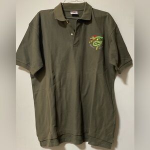 Lai See Shirts Vintage Men's green Dragon Hong Kong Short Sleeve Polo Size Large